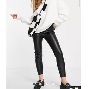 Mango Faux Leather Pants Black Medium